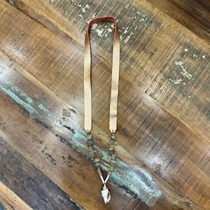 Artisan Suede Strap Shell Necklace